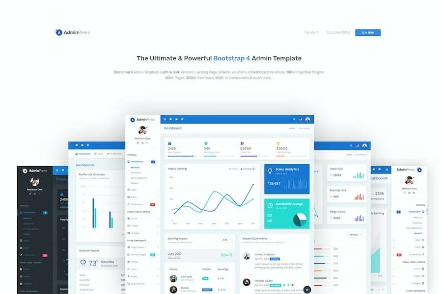 Admin Press – The Ultimate Bootstrap 4 Dashboard