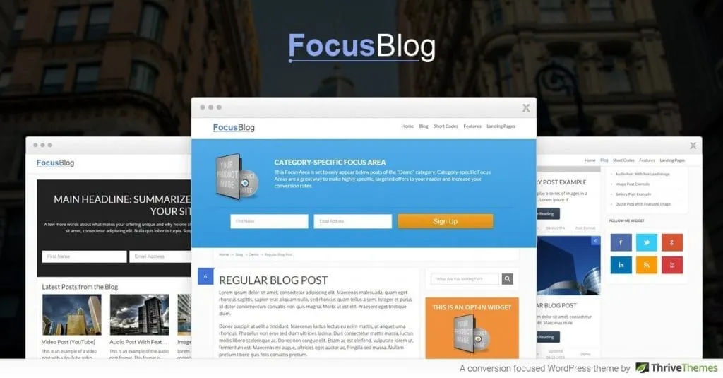 Thrive FocusBlog Theme banner